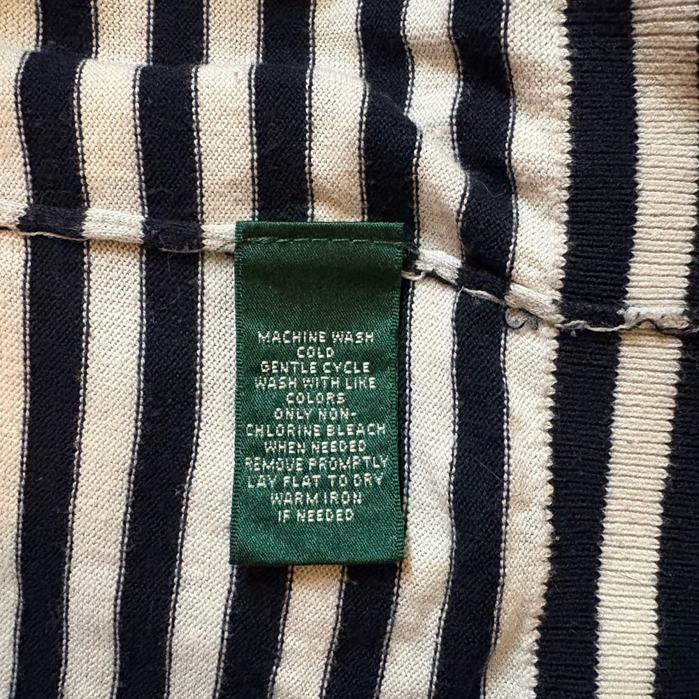 Lauren Ralph Lauren Navy and White Striped Turtleneck Sweater - Picture 4 of 5